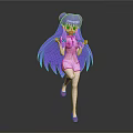 Anime Style Character Figure with Long Purple Hair and Pink Outfit Standing Pose