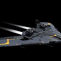 Futuristic Black Aircraft With Yellow Stripes Long Wings And Dual Cockpits