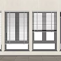Modern Stylish Window Blinds For Interior Design With Multiple Windows And Slat Designs 3d model