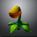 Vibrant Orange Red Flower Plant With Green Stem And Decorative Leaves Unique Design