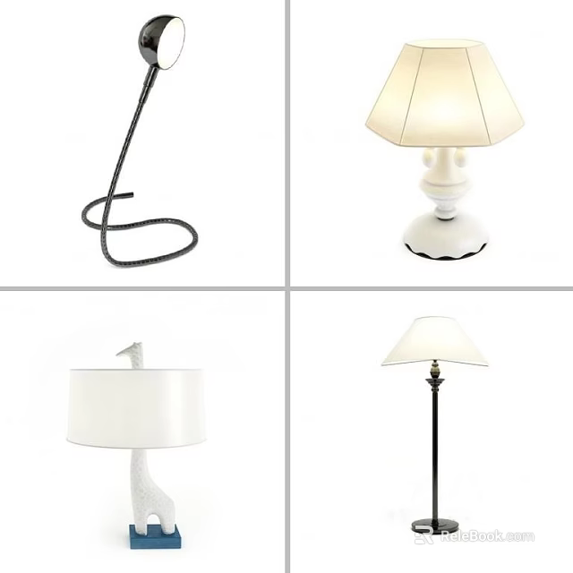 Different Modern Table Lamps With Various Designs And Styles For Home Use 3d model