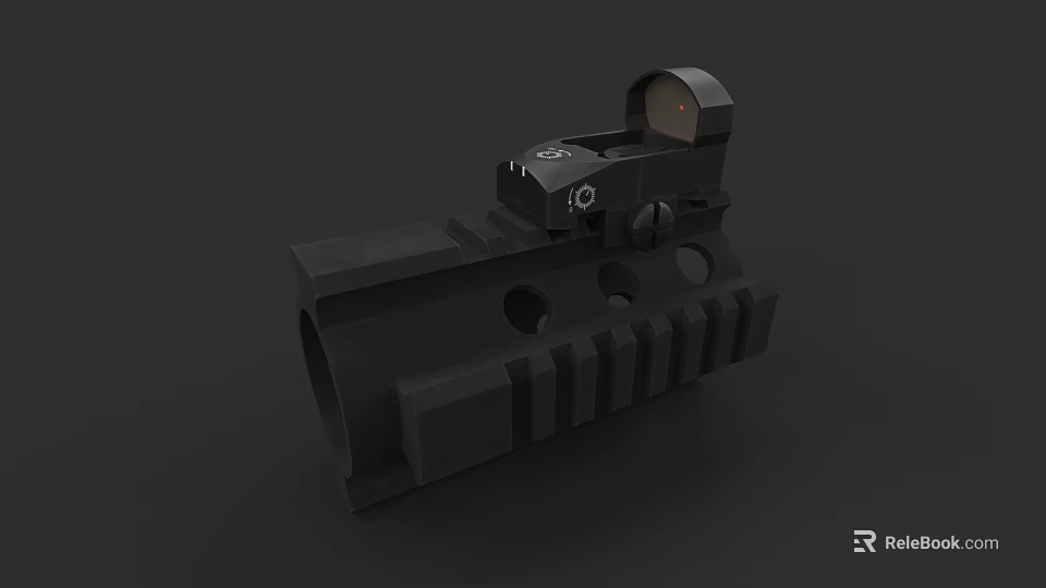 Tactical Black Weapon Red Dot Sight With Rail Mount And Durable Firearm Accessory 3d model 