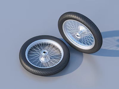 Black Tire with Silver Spoke Rim Design and Durable Rubber Construction 3d model