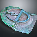 Antique Stone Mill With Circular Grinding Disc Metal Frame And Mossy Base