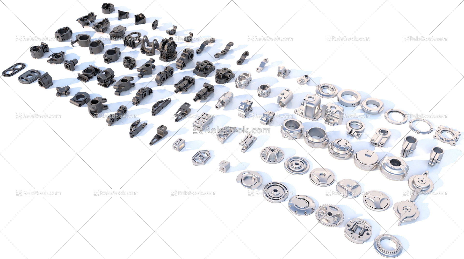 Hard surface mechanical parts combination of mechanical parts 3d model