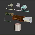 Bathroom Living Essentials With Metal Towel Racks Wooden Paper Holder And Toilet Roll