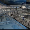Vibrant Commercial Street Night View With Multi Level Glass Facade Shops Bright Lighting And Pedestrians
