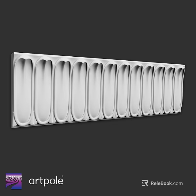 Long Rectangular Metal Component With Oval Recessed Grooves And Sleek Surface Design 3d model 
