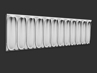 Long Rectangular Metal Component With Oval Recessed Grooves And Sleek Surface Design 3d model