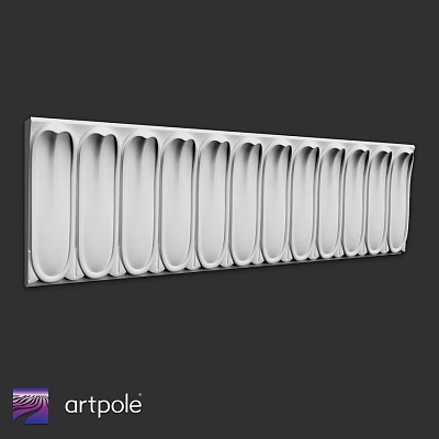 Long Rectangular Metal Component With Oval Recessed Grooves And Sleek Surface Design 3d model