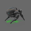 Futuristic Black Metallic Mechanical Spider Design With Green Glowing Base