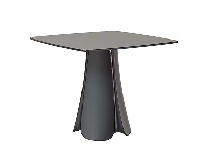 Contemporary Modern Black Square Dining Table Featuring Unique Flared Base Design 3d model