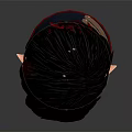 Fantasy Character Head with Black Red Hair Pointed Ears Glasses and Decorative Collar