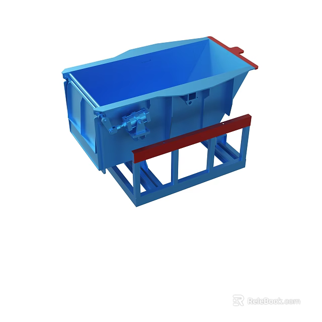 Blue Industrial Equipment With Red Accents And Support Frame Structure 3d model