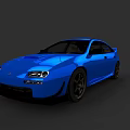 Blue Modern Sports Car With Sleek Body Design And Black Wheels
