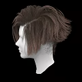 Stylish Jewelry Display On White Head Model With Brown Wig And Black Background