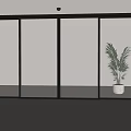 Modern Glass Sliding Doors With Black Frame In Interior Space