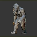 Mythical Snow Yeti Creature 3D Model With Muscular Build And Blue Fur