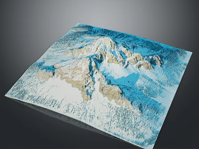 Scenic Snow-Covered Mountain Landscape With Surrounding Forest And Snowy Terrain 3d model