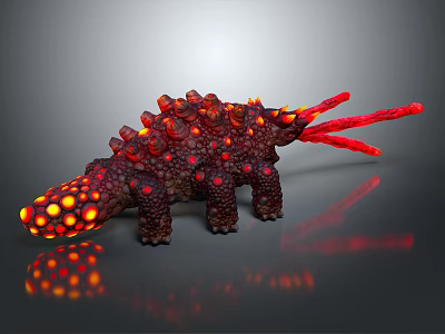 Fantasy Game Movie Character With Spiked Back Red Tentacles And Orange Spots 3d model