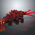 Fantasy Game Movie Character With Spiked Back Red Tentacles And Orange Spots
