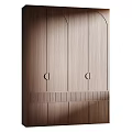 Contemporary Wooden Wardrobe Design With Arched Doors Round Handles And Natural Wood Surface