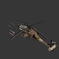 Military Attack Helicopter With Camouflage Paint Rotor System And Armaments Including Missiles Bombs