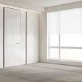 White Hinged Doors In Modern Room With Wooden Floor And Clean Design