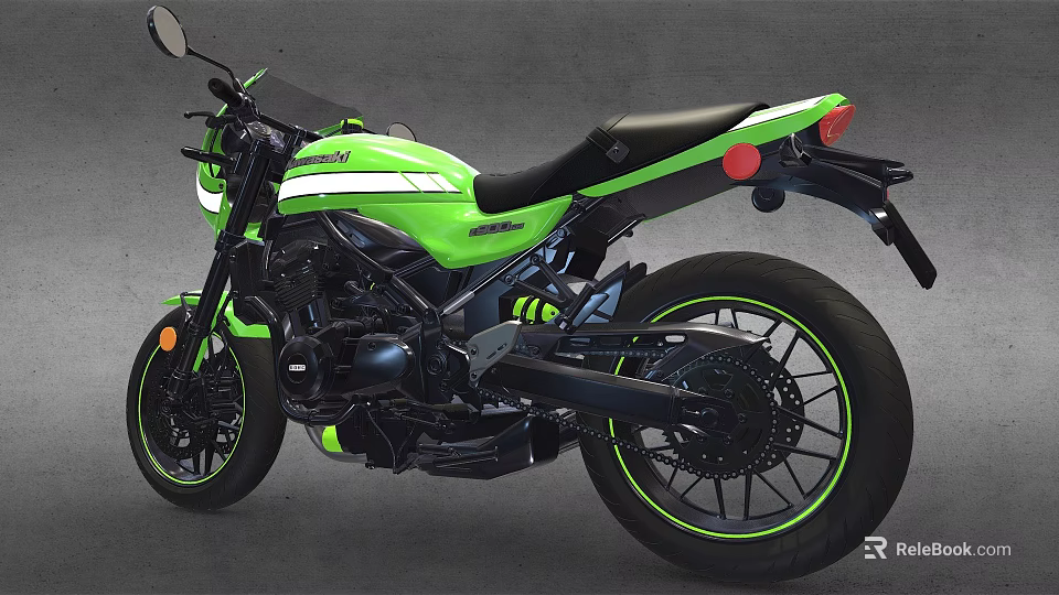 Green Modern Motorcycle With Black Seat And Sporty Design Elements 3d model 