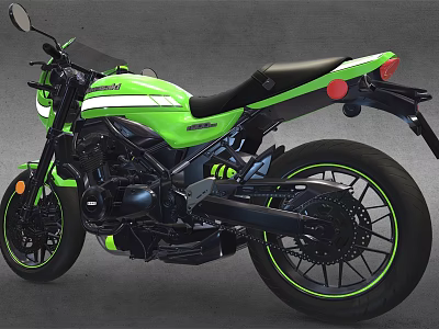 Green Modern Motorcycle With Black Seat And Sporty Design Elements 3d model