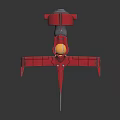 Red Futuristic Model Aircraft With Pointed Front Wings Transparent Cockpit And Golden Details