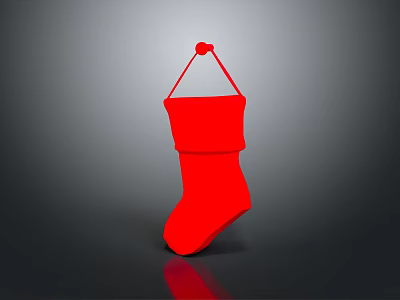 Red Christmas Stocking Festive Hanging Design With Soft Fabric And Classic Style 3d model