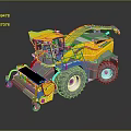 Yellow Agricultural Harvester Machine With Large Tires And Cutting Device