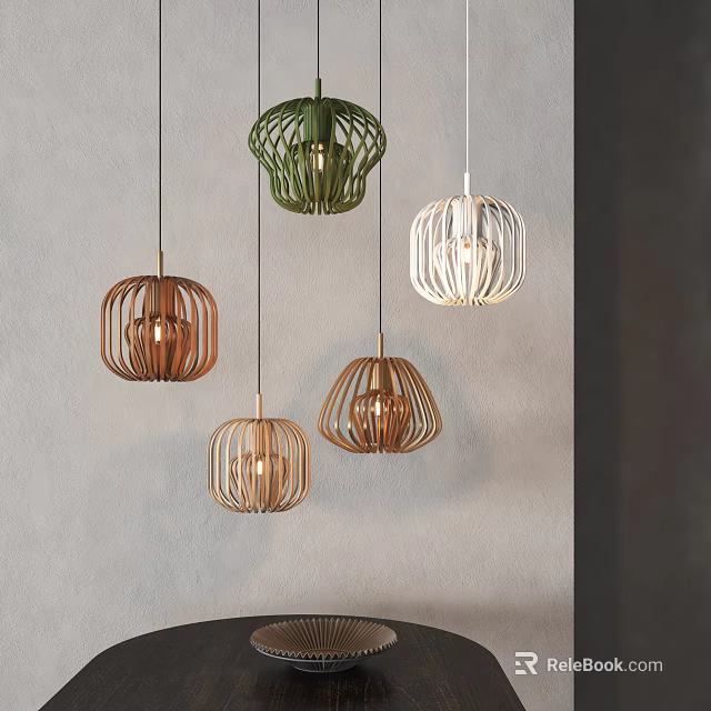 Stylish Pendant Lights With Woven Design In Multiple Colors For Home Decor 3d model 