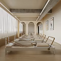 Modern Pilates Studio With Equipment In Bright Space 3d model