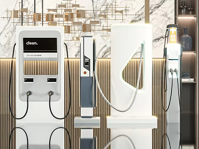 Public Facilities Modern Electric Charging Stations with Digital Screens and Power Ports 3d model