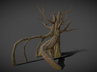 Dry Withered Tree With Twisted Trunk Bare Branches And Rough Bark 3d model