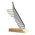 Modern Staircase Featuring Glass Railing and Wooden Treads in Sleek Design