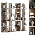 Modern Open Wooden Shelf Unit With Books Vases Decorative Pieces And Lamp