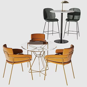 Modern leisure table and chair combination 3d model