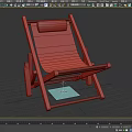 Wooden Folding Lounge Chair With Striped Fabric Cushion And Portable Design