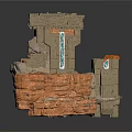 Ancient Architectural Model Featuring Stone Columns Rocky Layers And Blocks