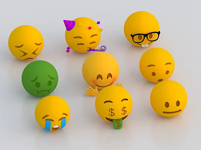 Expression Pack Minions emo Cartoon Character Smiling Face Crying Face Expression Decoration 3d model