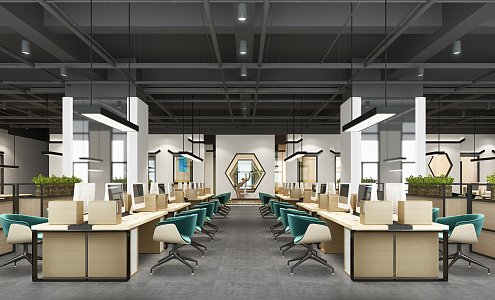 modern public office area open office 3d model