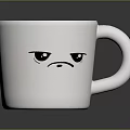 Everyday Household Item White Mug With Angry Face And Coffee Inside