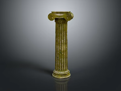 Antique Classical Fluted Stone Column With Ornate Capital And Textured Surface 3d model