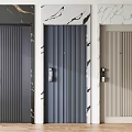 Modern Security Doors With Vertical Stripe Design And Marble Wall Frames In Various Colors 3d model