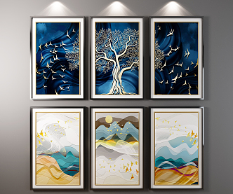 New Chinese abstract painting decorative painting 3d model