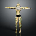 Fantasy Horned Character With Long Beard And Intricate Tattoos Arms Outstretched