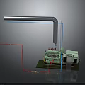 Industrial Equipment With Long Silver Pipe Green Main Body And Platform Structure